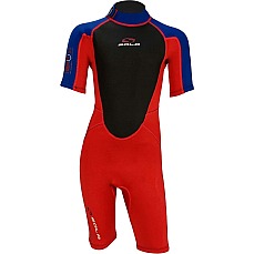 Sola Junior Storm 3/2mm Shorty Wetsuit - Red Blue Sola Junior Storm 3/2mm Shorty Wetsuit - Red Blue