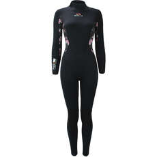 Sola Womens H2O 4/3mm Back-Zip Wetsuit - Black/Floral