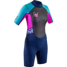 Gul Junior Girls Response 3/2mm Shorty Wetsuit - Navy/Pink - RE3321-B7