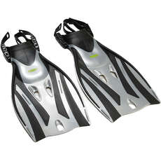 TWF Kids Adjustable Flippers / Fins - Black/Silver